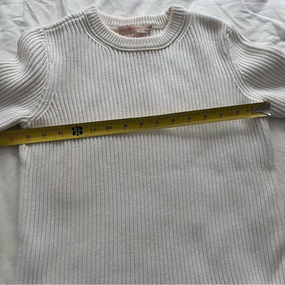 Tory Burch Short Sleeve Sweater Top Blue White 100% Cotton XS - Picture 11 of 12